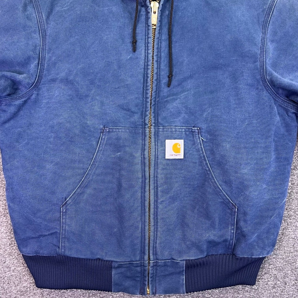 Carhartt J04 NVY Coat Mens L Navy Blue Workwear Vintage Thermal Hooded Canvas - Picture 10 of 16